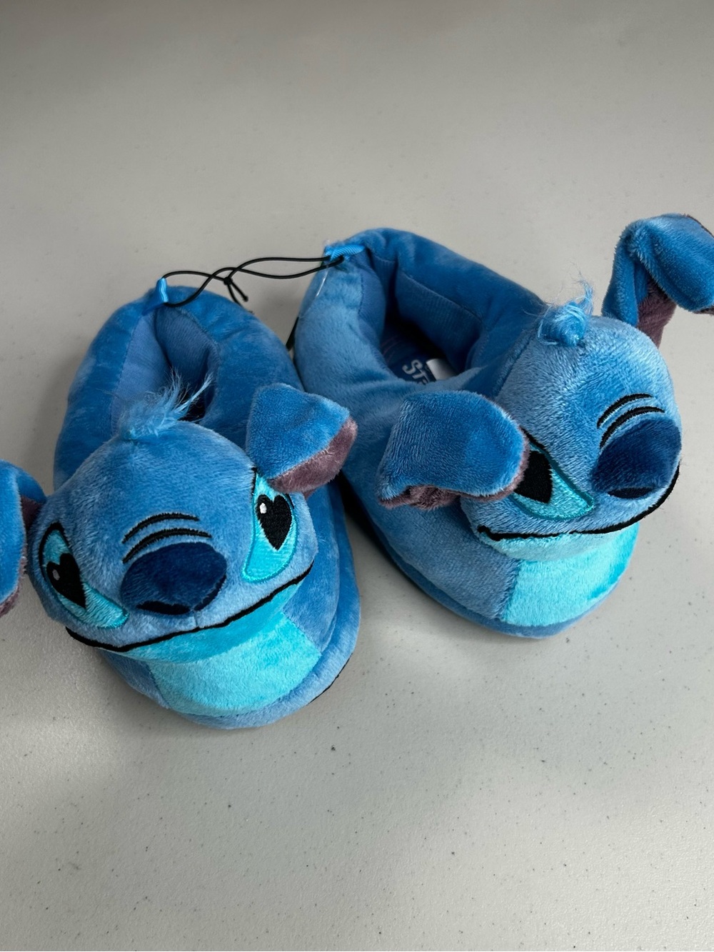 Disney Stitch Slippers Shoes Kids Size 9/10 Blue Plush Cozy Character Indoor
